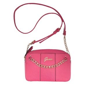 🚨Guess NWOT Womens Pink & Gold Zip Top Shoulder Bag Dust Bag Included